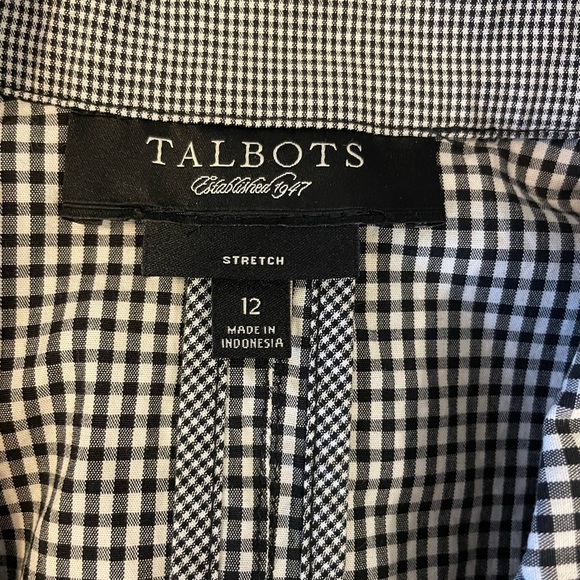 Talbots Black & White Gingham 3/4 Sleeve Button Down Jacket Size 12 - Picture 4 of 6